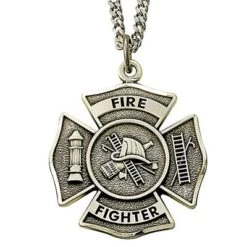 FCY Office Supplies Shop 44 1 Inch Sterlig Silver Fire Fighter Medal With Cross