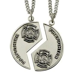 1-1/4 Inch Sterling Silver Fire Fighter Mizpah Medal