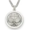 3/4 Inches Sterling Silver Tennis Medal With St. Christopher -FCY Office Supplies Shop tennis st christopher sports medal 18