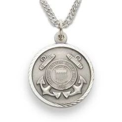 3/4 Inch Sterling Silver U.S. Coast Guard Medal With Saint Michael