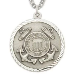 3/4 Inch Sterling Silver U.S. Coast Guard Medal With Cross