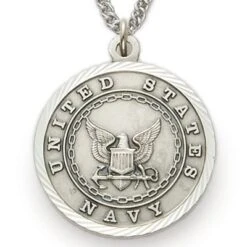 1 Inch Sterling Silver U.S. Navy Meda With Cross