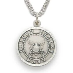 3/4 Inch Sterling Silver U.S. Navy Medal With Saint Michael