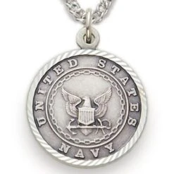 3/4 Inch Sterling Silver U.S. Navy Medal With Cross